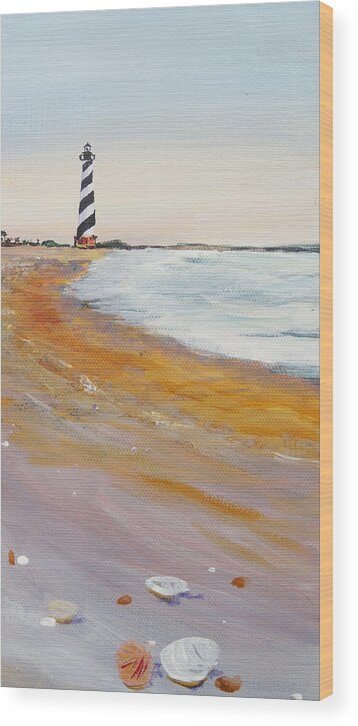 Cape Hatteras Wood Print featuring the painting Cape Hatteras Lighthouse by Anne Marie Brown