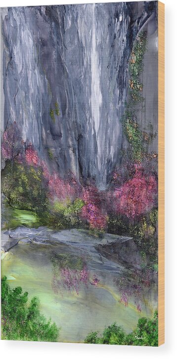 Abstract Landscape Wood Print featuring the painting Emerald Grotto by Charlene Fuhrman-Schulz