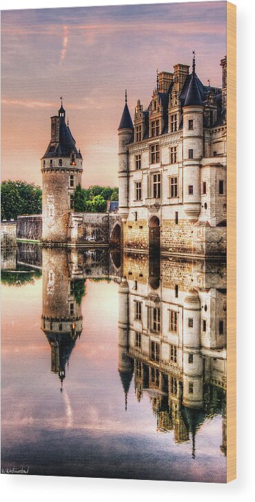Chateau De Chenonceau Wood Print featuring the photograph Evening at Chenonceau Castle by Weston Westmoreland