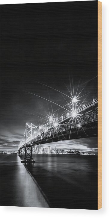 San Francisco Wood Print featuring the photograph Into The City, Long Black and White by Vincent James