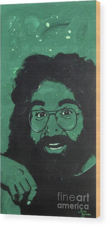Grateful Dead Wood Print featuring the painting Jerry by Sara Becker
