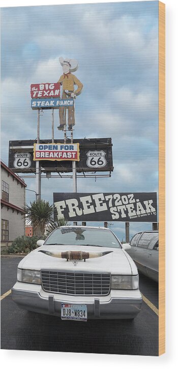 Amarillo Wood Print featuring the photograph Texas Steak House Kitsch by Gary Warnimont