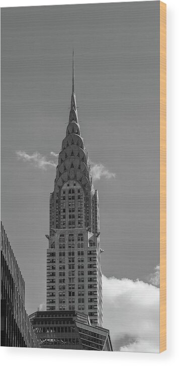 City Wood Print featuring the photograph The Chrysler Building BW by Jonathan Nguyen