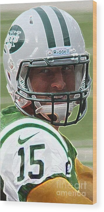 Lee Dos Santos Wood Print featuring the photograph Tim Tebow Art Deco - New York Jets - by Lee Dos Santos