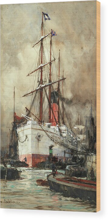 Charles Edward Dixon Wood Print featuring the painting Coaling by Charles Edward Dixon