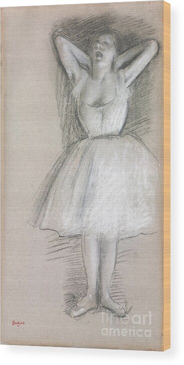 Dancer, Arms Raised Behind The Head; Danseuse, Les Bras Leves Et Ramenes  Derriere La Tete Wood Print by Edgar Degas - Pixels