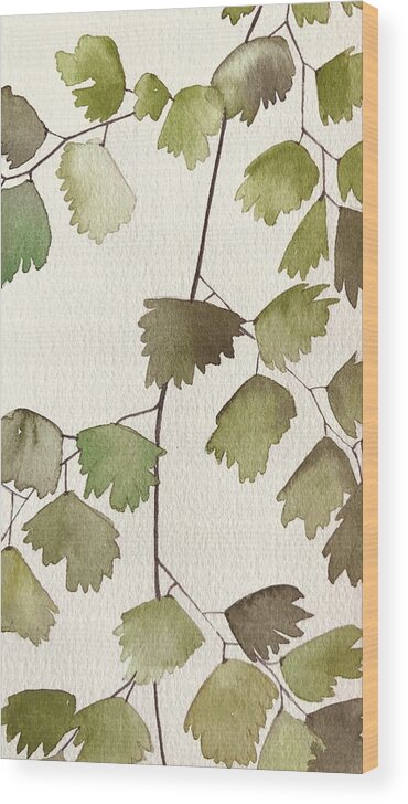 Leaves Wood Print featuring the painting Leaves by Luisa Millicent