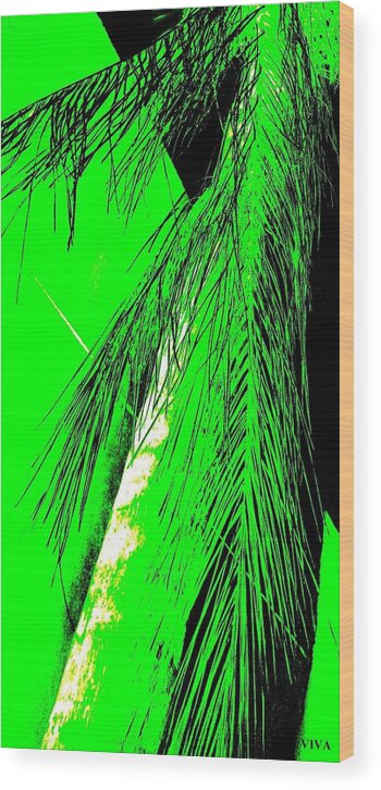 Green Wood Print featuring the photograph Paradise Palms Green by VIVA Anderson