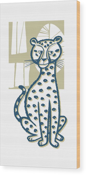 Animal Wood Print featuring the drawing Sitting Cheetah by CSA Images