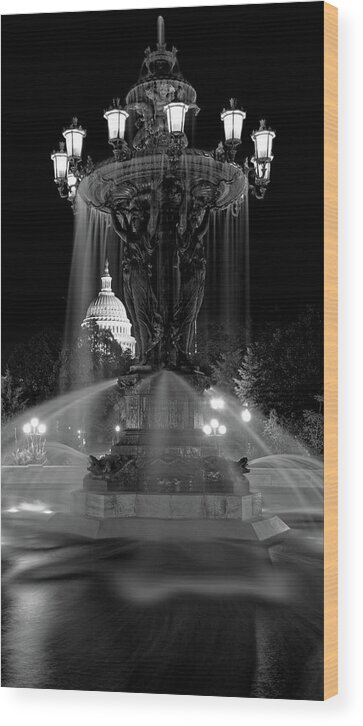 Bartholdi Fountain Wood Print featuring the photograph Light and Water Fountain - Bartholdi Park Washington DC #1 by Doolittle Photography and Art