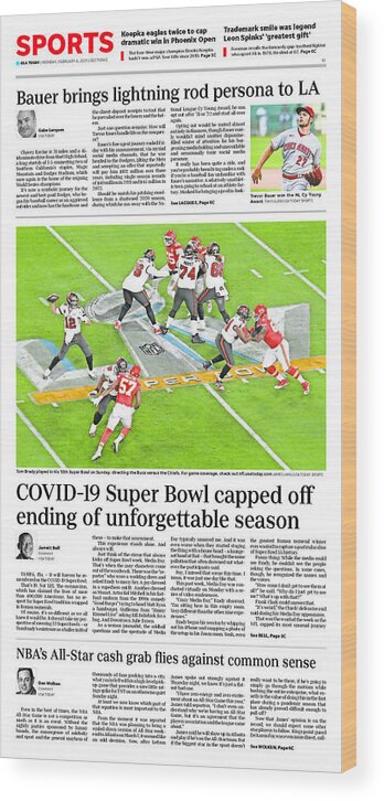 Usa Today Wood Print featuring the digital art 2021 Buccaneers vs. Chiefs USA TODAY SPORTS SECTION FRONT by Gannett