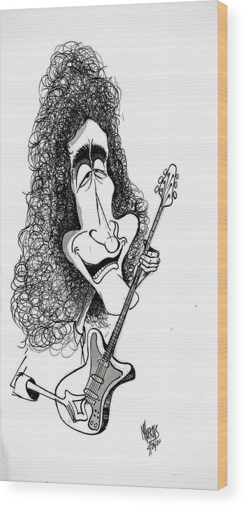 Queen Wood Print featuring the drawing Brian May by Michael Hopkins