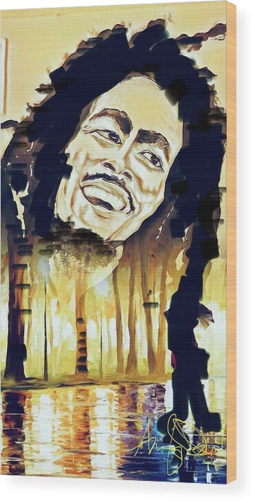  Wood Print featuring the painting One Love 2.0 by Angie ONeal