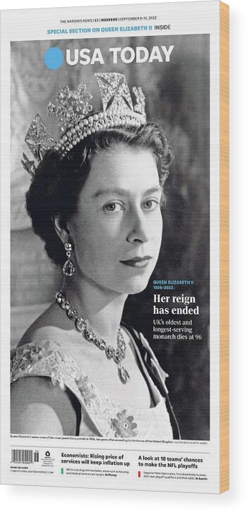 Usa Today Wood Print featuring the digital art Queen Elizabeth Special Section Cover September 9, 2022 by Gannett