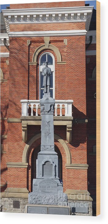 Fulton County Courthouse Wood Print featuring the photograph Soldiers and Sailors Statue at Fulton County Courthouse Wauseon Ohio 0104 by Jack Schultz