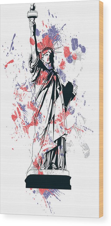 Military Wood Print featuring the digital art Statue of Liberty by Jacob Zelazny