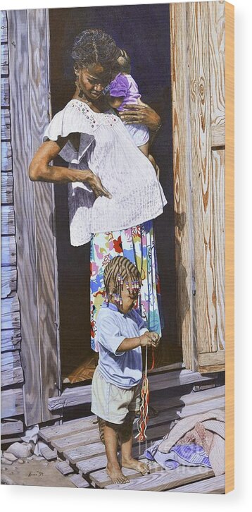 Mother Wood Print featuring the painting Young Mother by Nicole Minnis