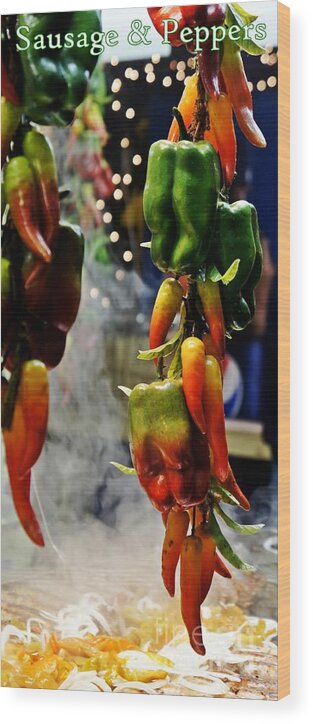 Sausage Wood Print featuring the photograph Sausage and Peppers #2 by Lilliana Mendez