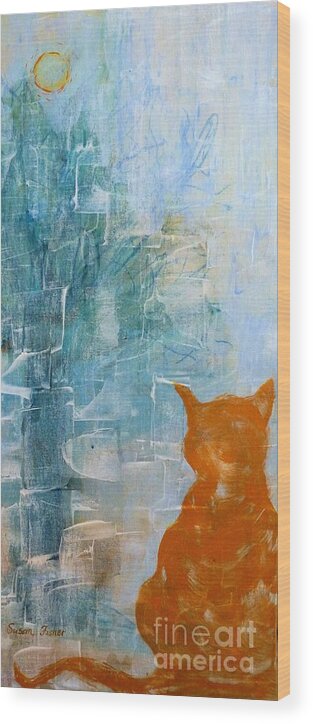 Cats Wood Print featuring the painting Appleskin Cat by Susan Fisher