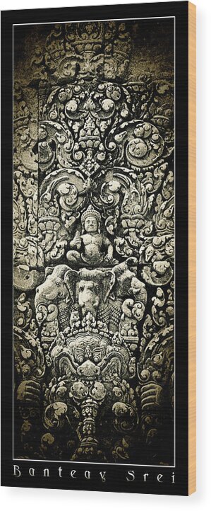 Banteay Srei Carving Wood Print featuring the photograph Banteay Srei Carvings 2 Framed Version by Weston Westmoreland