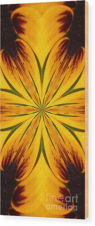 Abstract Wood Print featuring the digital art Brown And Yellow Abstract Shapes by Smilin Eyes Treasures