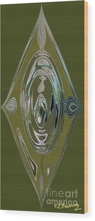 Abstract Wood Print featuring the painting Green elegance by Loredana Messina