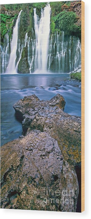 Burney Falls Wood Print featuring the photograph Panorama Burney Falls McArthur Burney State Park CA by Dave Welling
