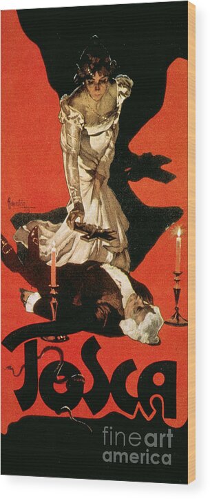 Female Wood Print featuring the painting Poster Advertising a Performance of Tosca by Adolfo Hohenstein