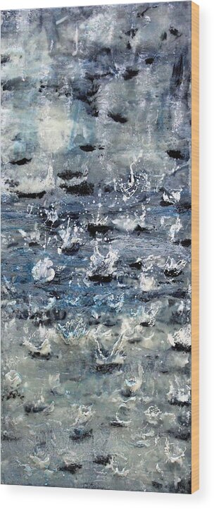 Rain Wood Print featuring the painting Rain on Gray's Harbor by Mary C Farrenkopf