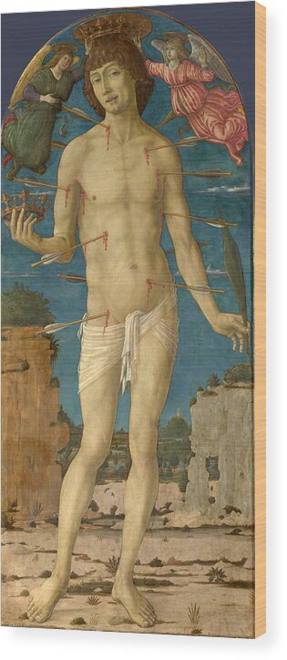 Matteo Di Giovanni Wood Print featuring the painting Saint Sebastian by Matteo di Giovanni