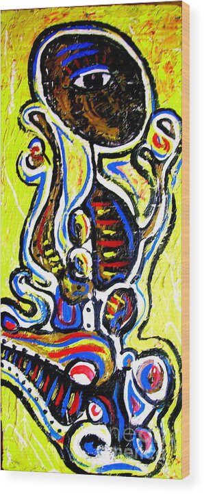 Abstract Wood Print featuring the painting El Africano by Gustavo Ramirez