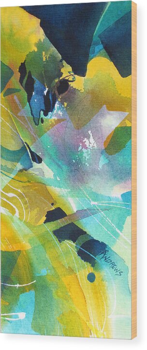 Abstract Wood Print featuring the painting Caribbean Rhythm by Rae Andrews