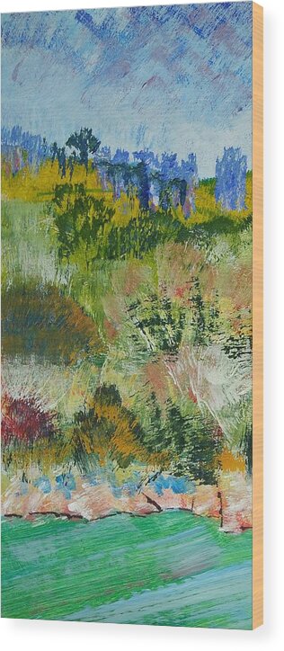 Darmouth Wood Print featuring the painting Colorful Forest on Cliffs near the Sea in Dartmouth Devon by Mike Jory