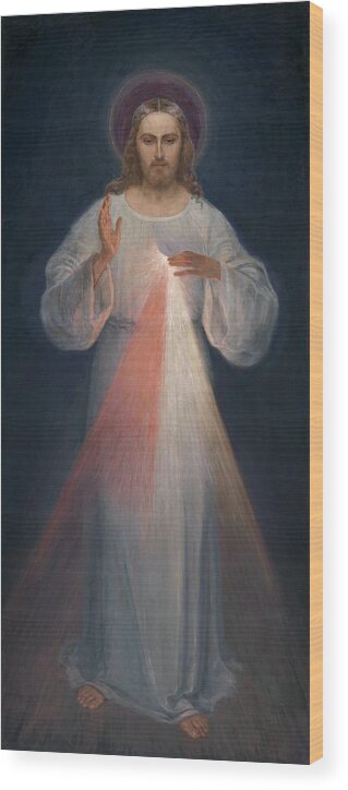 Eugene Kazimierowski Wood Print featuring the painting Divine Mercy by Eugene Kazimierowski