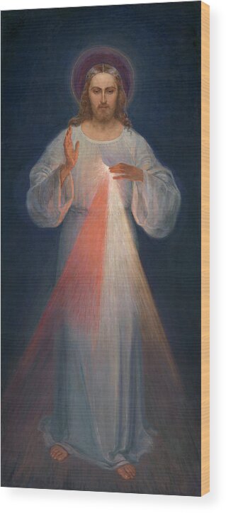 Divine Mercy Wood Print featuring the painting Divine Mercy by Kazimierowski Eugene