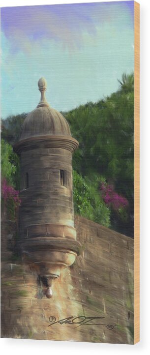 El Maro Wood Print featuring the painting Norma's PR Tower by Dale Turner