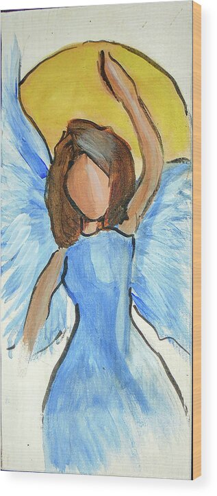  Wood Print featuring the painting Praising Angel by Loretta Nash