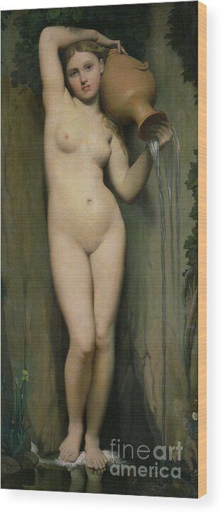 Nude Wood Print featuring the painting The Source by Ingres