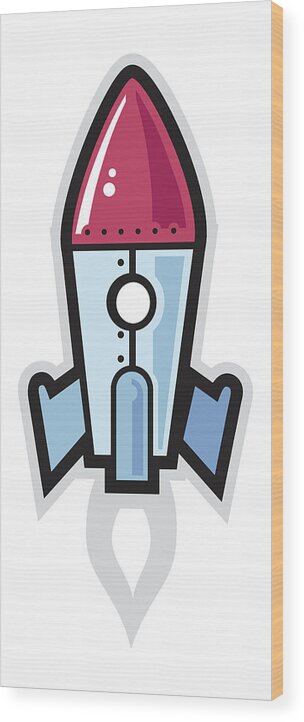 Blastoff Wood Print featuring the drawing Rocket Launch #3 by CSA Images