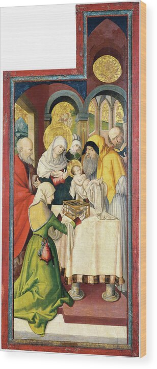 Anonymous German Artist Active In Swabia Ca. 1515 Wood Print featuring the painting Anonymous German Artist active in Swabia ca. 1515 -Active in Swabia ca. 1515-. The Presentation ... by Anonymous German Artist active in Swabia ca 1515