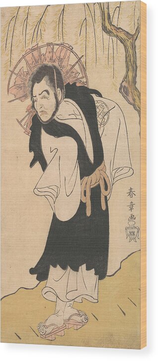 18th Century Art Wood Print featuring the relief The Actor Nakamura Utaemon I as a Monk under a Willow Tree by Katsukawa Shunsho