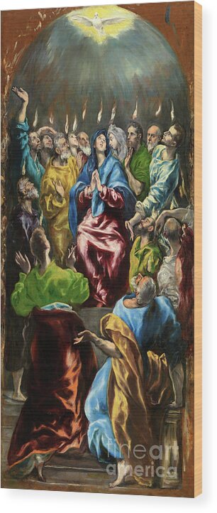 Pentecost Wood Print featuring the painting Pentecost #2 by El Greco