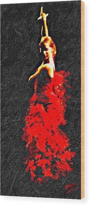 Dance Wood Print featuring the painting Flamenco Dance by James Shepherd