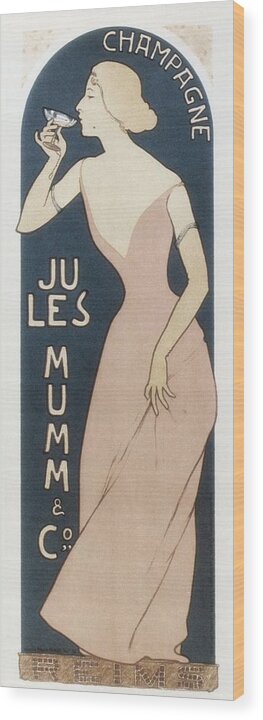 Vertical Wood Print featuring the photograph Champagne Jules Mumm And Co 1894 by Everett