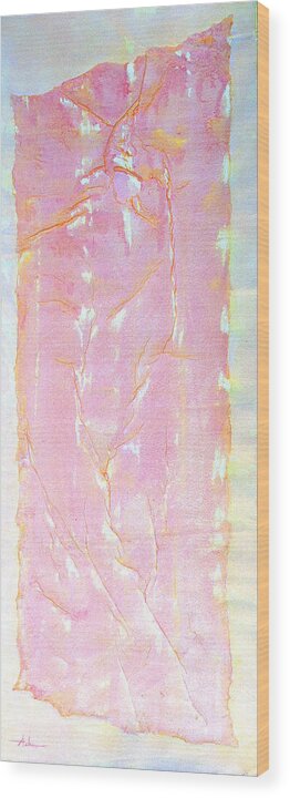 Abstract Painting Wood Print featuring the painting Pink Angel Softly Passing by Asha Carolyn Young