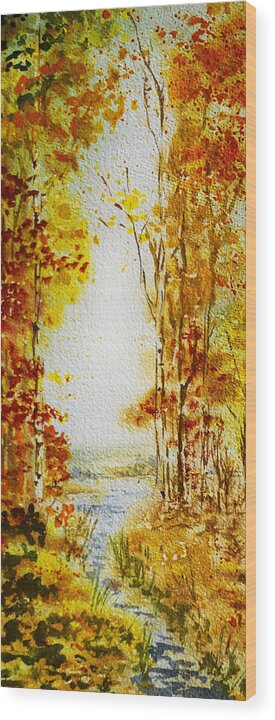 Fall Wood Print featuring the painting Splash of Fall by Irina Sztukowski