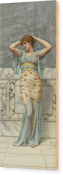 John William Godward Wood Print featuring the painting Beauty in a Marble Room by John William Godward