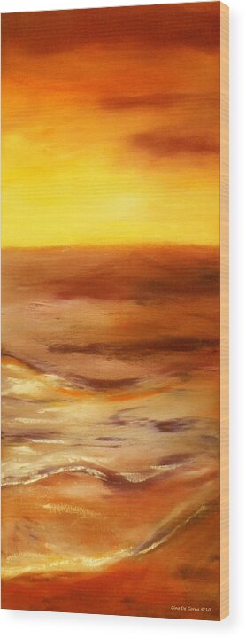 Sunset Paintings Wood Print featuring the painting Brushed 5 - Vertical Sunset by Gina De Gorna