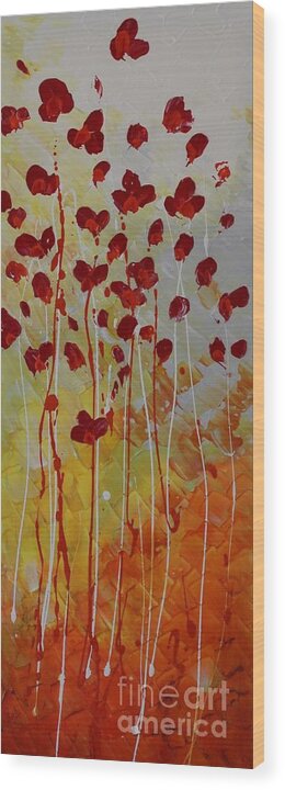 Dark Red Art Wood Print featuring the painting Just for you by Preethi Mathialagan