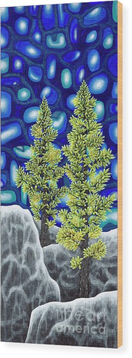 Larch Wood Print featuring the painting Larch Dreams 1 by Rebecca Parker